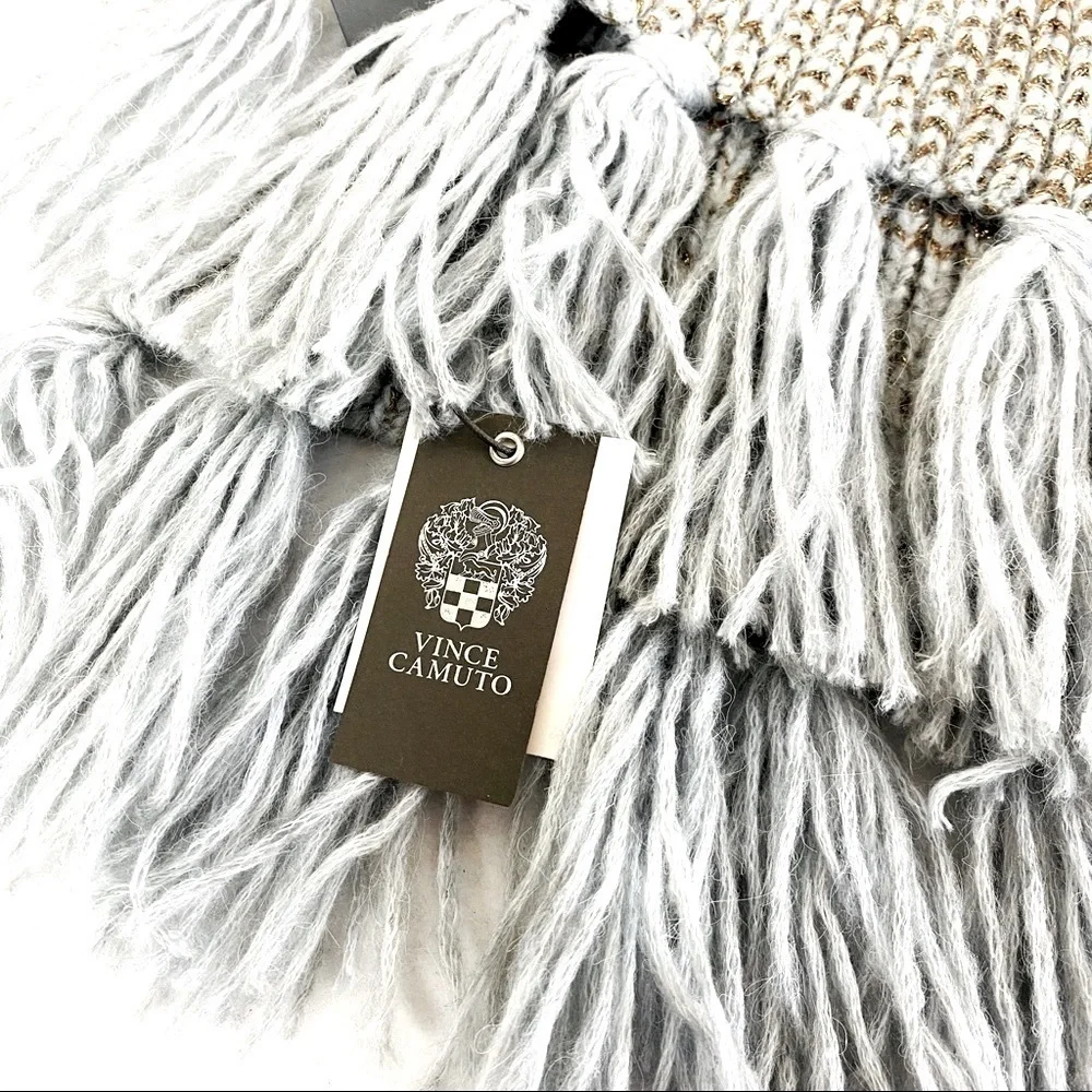 Vince Camuto Marled Shine Muffler Scarf W/ Tassle Fringe 68” x 8”
